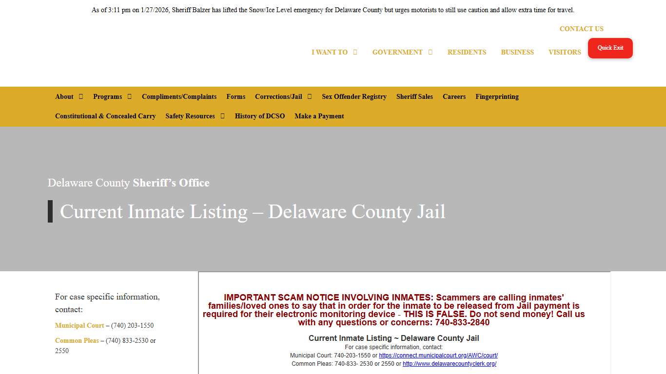 Current Inmate Listing - Delaware County Jail - Sheriff